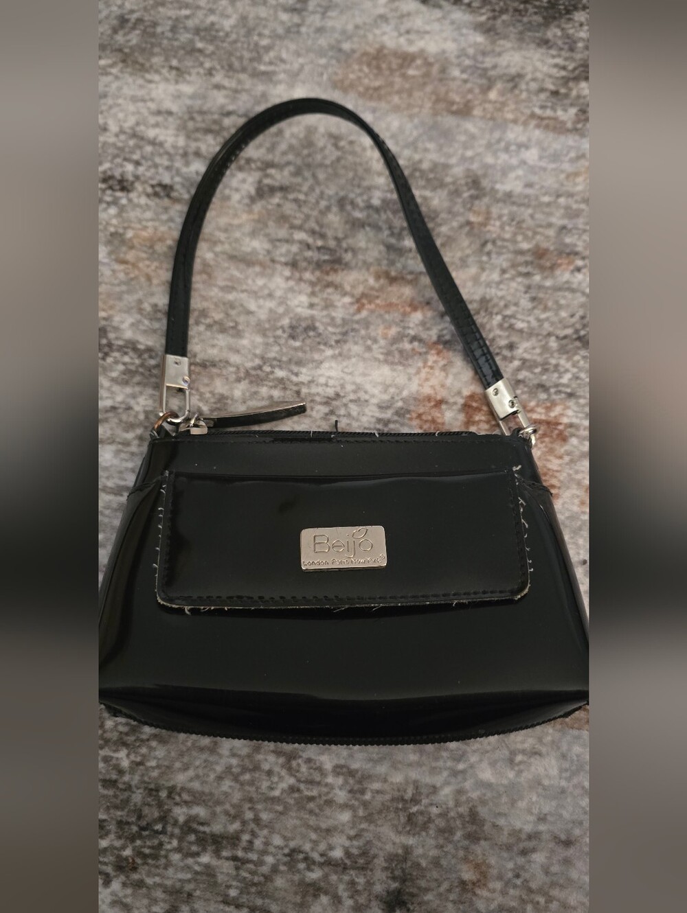 Beijo Black Patent Mini Shoulder Bag